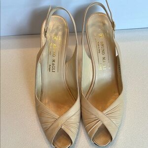 Bruno Magli Cream Peep-Toe Heels Elegant Design